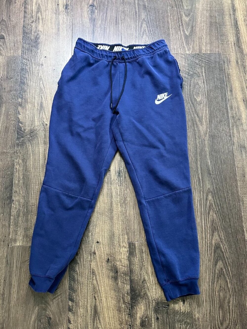 Nike Sweatpants Joggers Men's Drawstring Athletic Pants, Blue with Black Logo, S